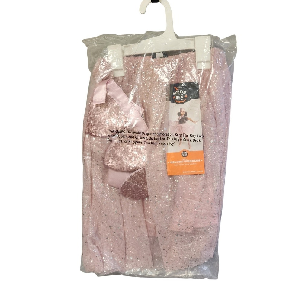 Hyde and EEK Kids Deluxe Princess Costume Set Pink Tutu Crown Cape One Size NEW